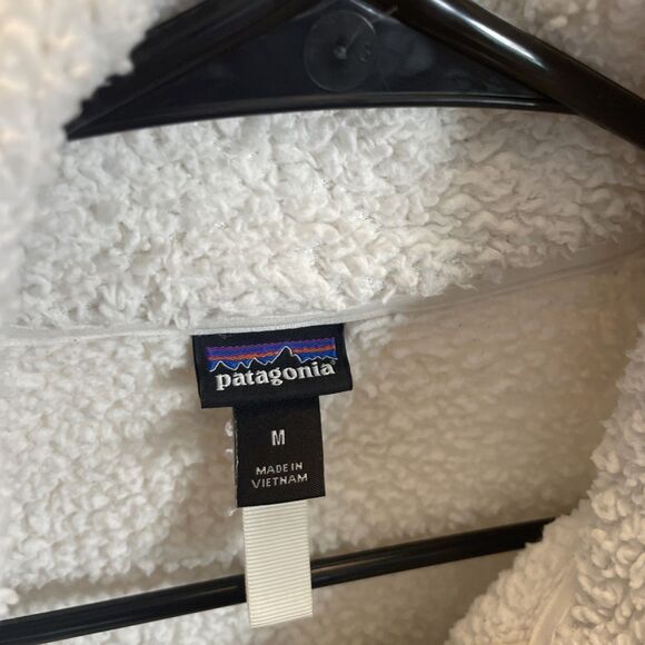 Patagonia Women Worn Wear 1/4 Zip Sherpa Pullover Sweater Sz Medium Ivory - Picture 7 of 8